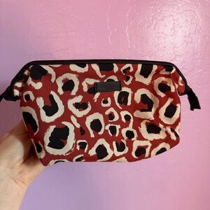 Gucci Red and Black Leopard Print Pouch